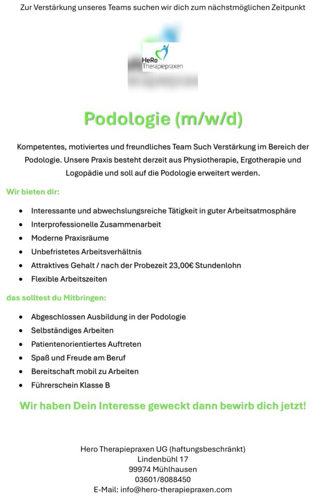 Stellenanzeige Podologie