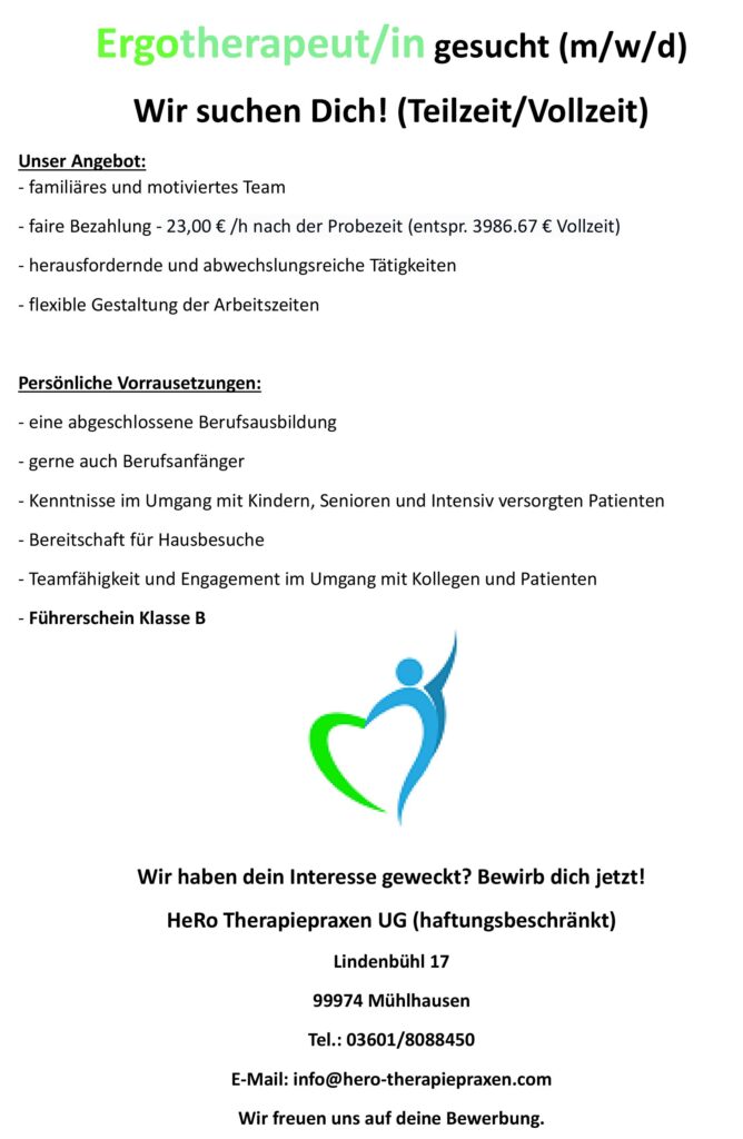 Stellenausschreibung Ergotherapie